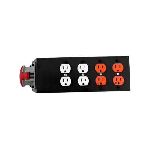 Bocadillo o cajetin Mixto de 2 tomas dobles eaton a 110v y 2 tomas dobles a 220v con chaflan que tiene 1 toma 4x32amp