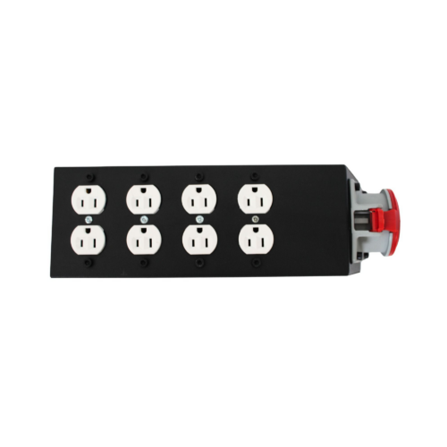 Bocadillo o cajetin de 4 tomas dobles eaton a 110v con chaflan que tiene 1 toma 4x32amp