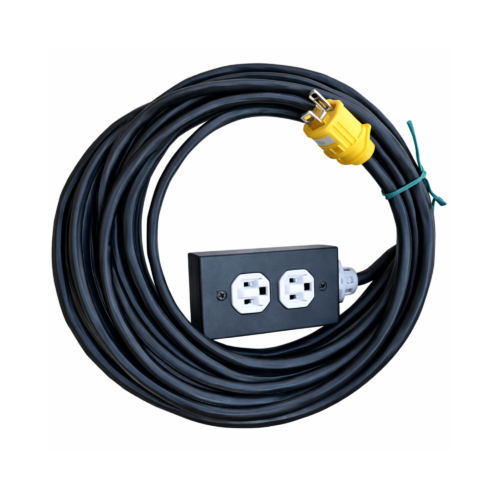 Extension de corriente de 10mtrs con cable 3X14 encauchetado centelsa, caja multitoma de 1 toma doble eaton 110v a clavija leviton.